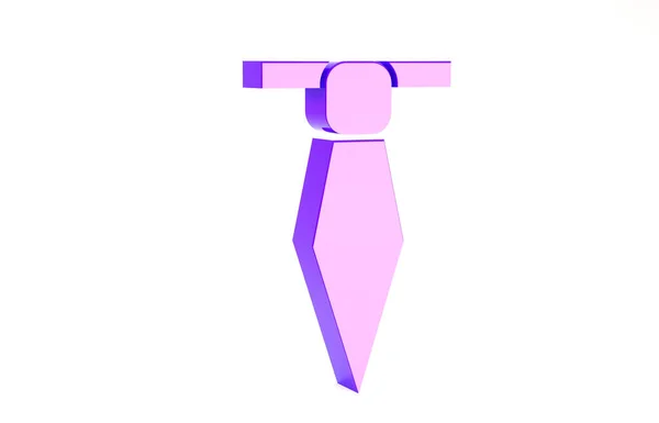 Purple Tie pictogram geïsoleerd op witte achtergrond. Halsband en halsdoek symbool. Minimalisme concept. 3d illustratie 3D renderen — Stockfoto