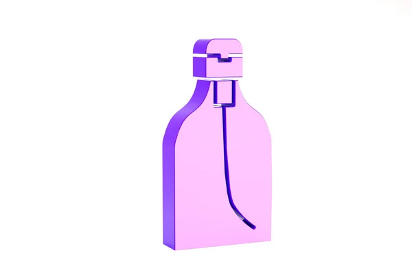 Фіолетова пляшка рідкого антибактеріального мила з іконою дозатора ізольована на білому тлі. Дезінфекція, гігієна, догляд за шкірою. Концепція мінімалізму. 3D ілюстрація 3D рендеринга — стокове фото