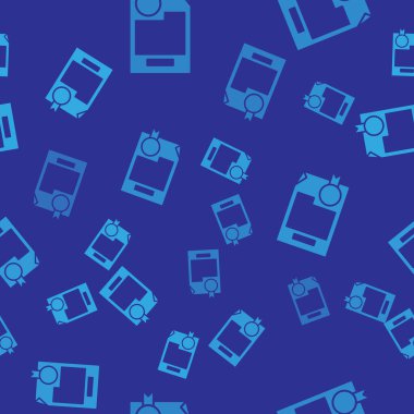 Mavi Sertifika şablon ikonu mavi arkaplanda izole edilmiş pürüzsüz desen. Başarı, ödül, diploma, burs, diploma. İş başarısı sertifikası Vektör İllüstrasyonu