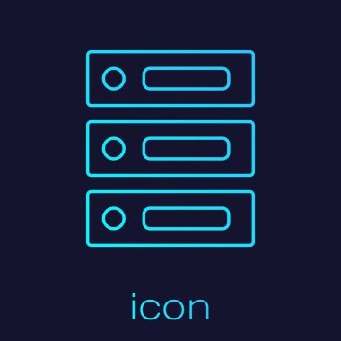 Turkuaz hattı sunucusu, Data, Web sunucu simgesi mavi arkaplanda izole edildi. Vektör İllüstrasyonu