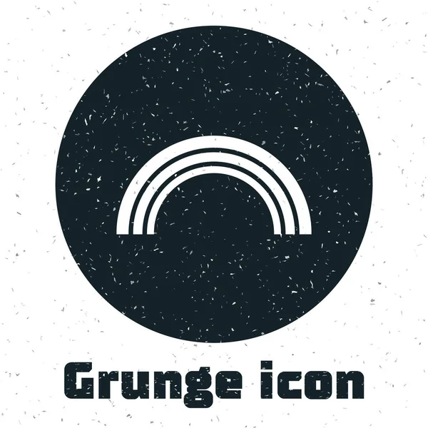 Grunge Rainbow Icoon Geïsoleerd Witte Achtergrond Monochrome Vintage Tekening Vector — Stockvector