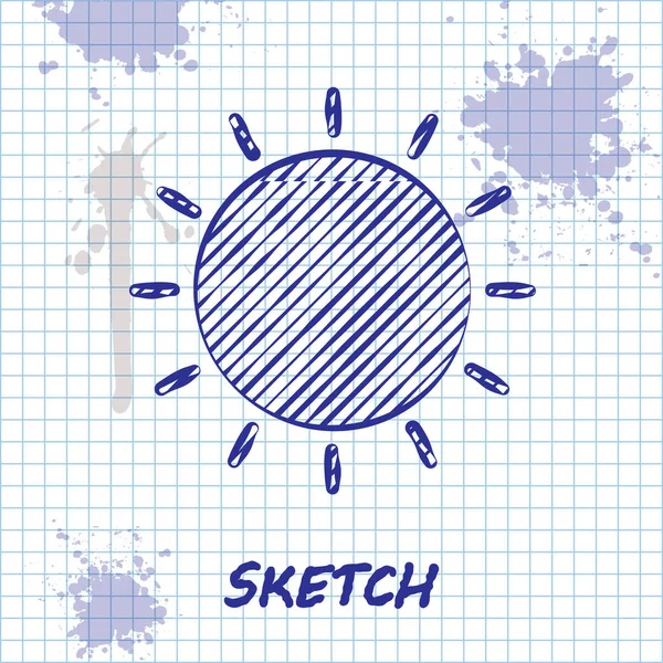 Sketch Line Sun Ícone Isolado Fundo Branco Símbolo Verão Bom —  Vetores de Stock