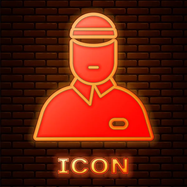 Glowing Neon Seller Icon Isolated Brick Wall Background Vector Illustration — Stock Vector
