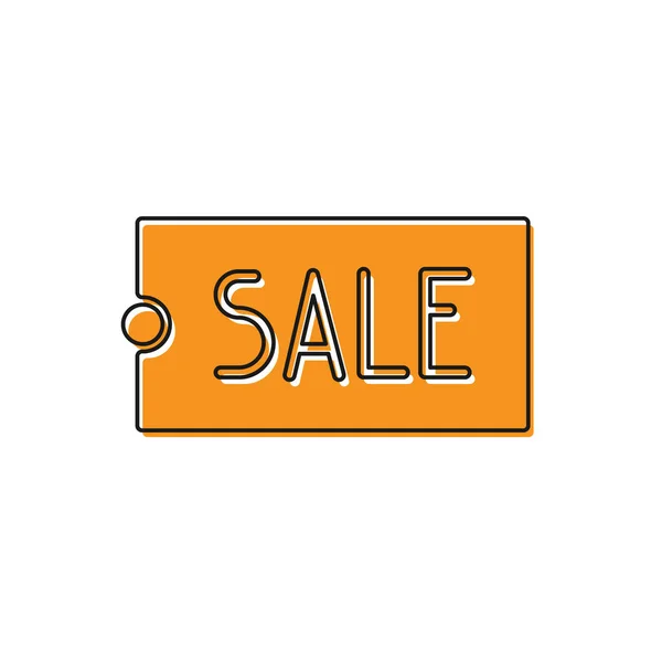 Oranžová Cenovka Nápisem Prodej Ikona Izolované Bílém Pozadí Odznak Cenu — Stockový vektor