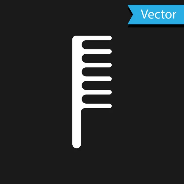 Witte Haarborstel Pictogram Geïsoleerd Zwarte Achtergrond Kam Haar Teken Kapper — Stockvector