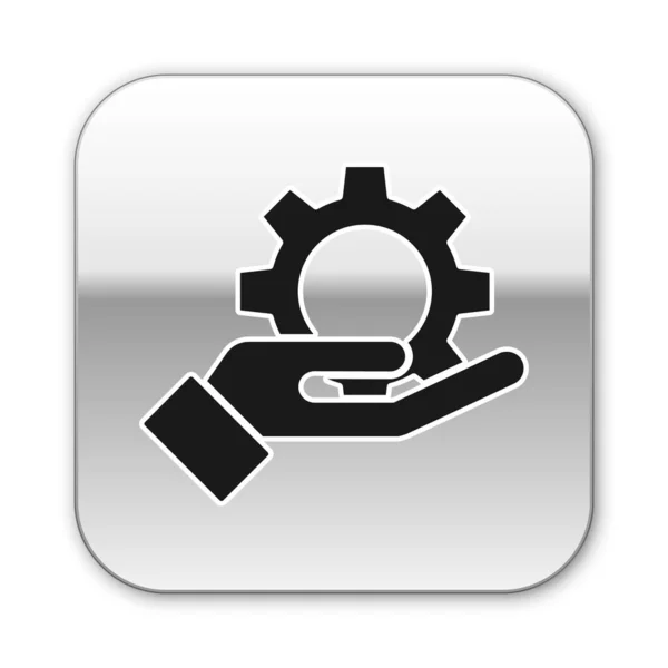 Black Hand Settings Gear Icon Isolated White Background Adjusting Service — Stock Vector