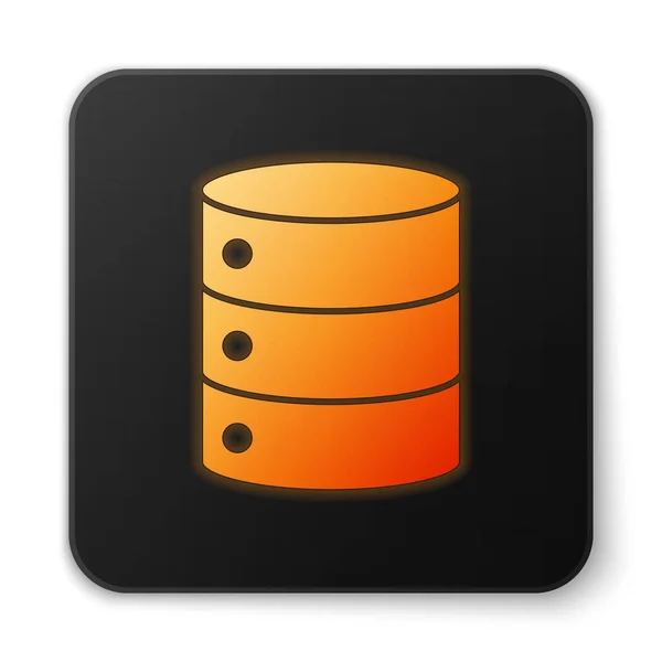 Orange Leuchtende Neon Server Daten Web Hosting Symbol Isoliert Auf — Stockvektor