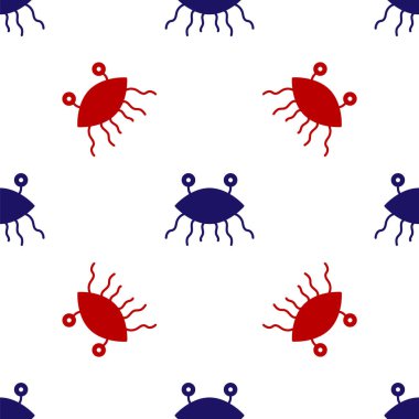 Mavi ve kırmızı Pastafarianizm ikonu beyaz arka planda kusursuz desen izole etti. Vektör İllüstrasyonu