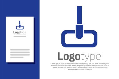 Beyaz arkaplanda mavi paspas simgesi izole edildi. Temizlik hizmeti konsepti. Logo tasarım şablonu elemanı. Vektör İllüstrasyonu
