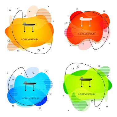 Siyah Sedye simgesi beyaz arkaplanda izole edildi. Hastanenin tıbbi sedyesi. Sıvı şekilli soyut pankart. Vektör İllüstrasyonu