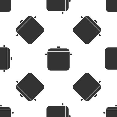 Gri pişirme pot simgesi beyaz arka planda izole Dikişsiz desen. Kaynatın veya güveç gıda sembolü. Vektör Illustration