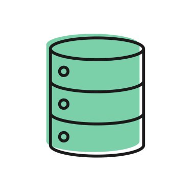 Siyah çizgi sunucusu, Data, Web sunucu simgesi beyaz arkaplanda izole edildi. Vektör İllüstrasyonu