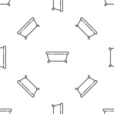 Gri çizgili küvet ikonu beyaz arka planda izole edilmiş pürüzsüz desen. Vektör İllüstrasyonu