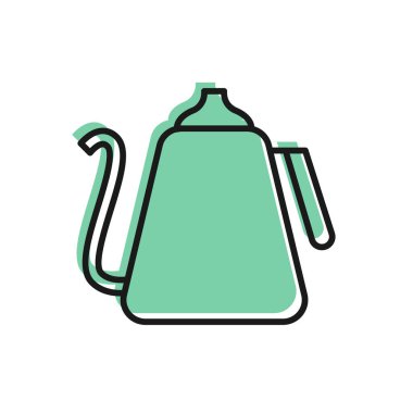 Siyah çizgi Kettle beyaz arkaplanda ikon olarak izole edilmiş. Çaydanlık ikonu. Vektör İllüstrasyonu