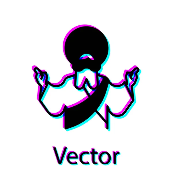 Černá Ikona Ježíše Krista Izolované Bílém Pozadí Vektorová Ilustrace — Stockový vektor