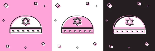 Set Kippah Juif Avec Étoile Icône David Isolé Sur Fond — Image vectorielle