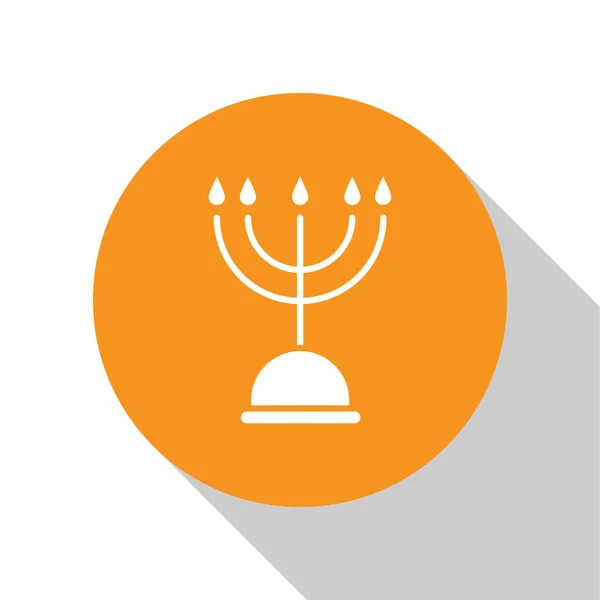 Icône Menorah Hanoukka Blanche Isolée Sur Fond Blanc Symbole Traditionnel — Image vectorielle