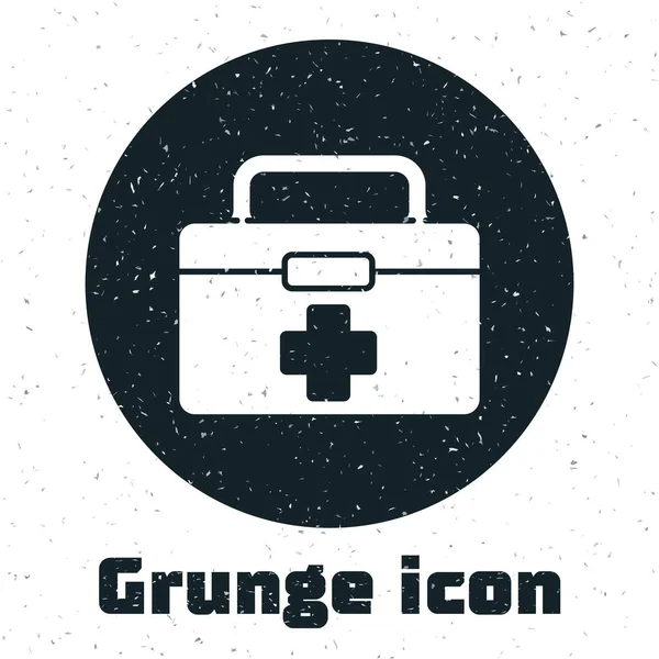 Grunge Icono Del Kit Primeros Auxilios Aislado Sobre Fondo Blanco — Vector de stock