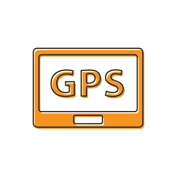 Orange Gps Urządzenie Ikoną Mapy Izolowane Białym Tle Ilustracja Wektora — Wektor stockowy
