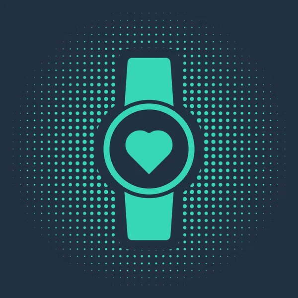 Reloj Inteligente Verde Que Muestra Icono Ritmo Cardíaco Aislado Sobre — Vector de stock