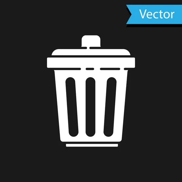 Papelera Blanca Puede Icono Aislado Sobre Fondo Negro Cartel Basura — Vector de stock