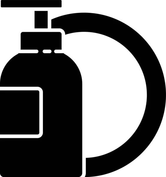 Чорна Пляшка Миття Посуду Значок Тарілки Ізольовані Білому Тлі Рідкий — стоковий вектор