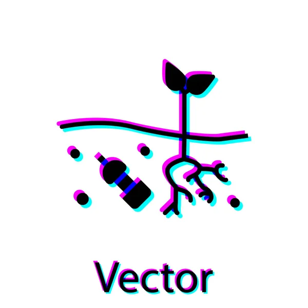 Negro Problema Contaminación Del Planeta Icono Aislado Sobre Fondo Blanco — Vector de stock