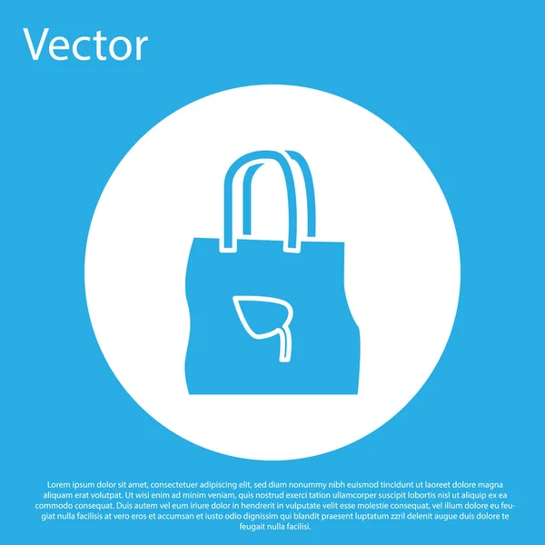 Blaue Einkaufstasche Aus Papier Mit Recycling Symbol Isoliert Auf Blauem — Stockvektor