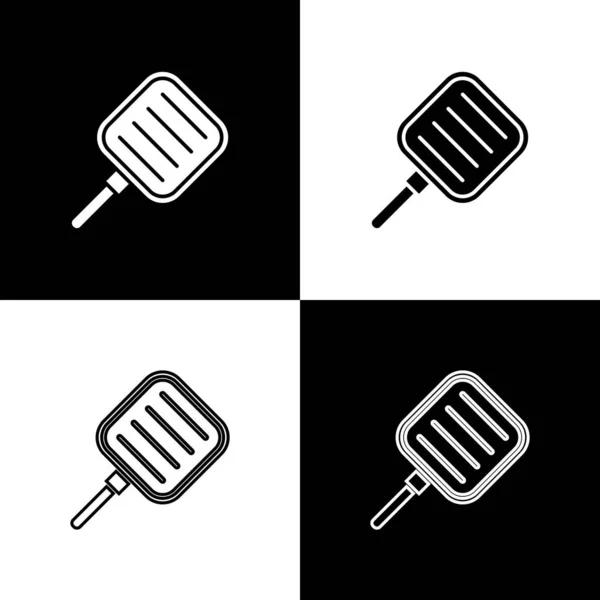 Set Icono Sartén Aislado Sobre Fondo Blanco Negro Símbolo Comida — Archivo Imágenes Vectoriales