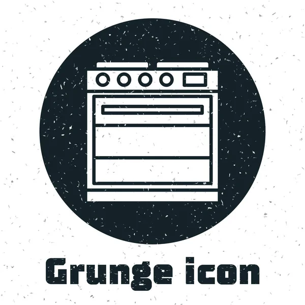 Grunge Oven Ikone Isoliert Auf Weißem Hintergrund Herd Gasofen Zeichen — Stockvektor