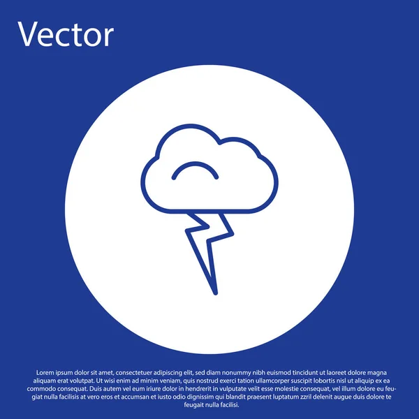 Blaue Linie Sturm Symbol Isoliert Auf Blauem Hintergrund Wolke Und — Stockvektor
