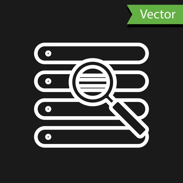 Linha Branca Procure Ícone Janela Navegador Isolado Fundo Preto Ilustração — Vetor de Stock