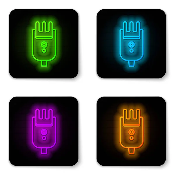 Glowing Neon Line Electrical Hair Clipper Shaver Icon Isolated White — Stock Vector