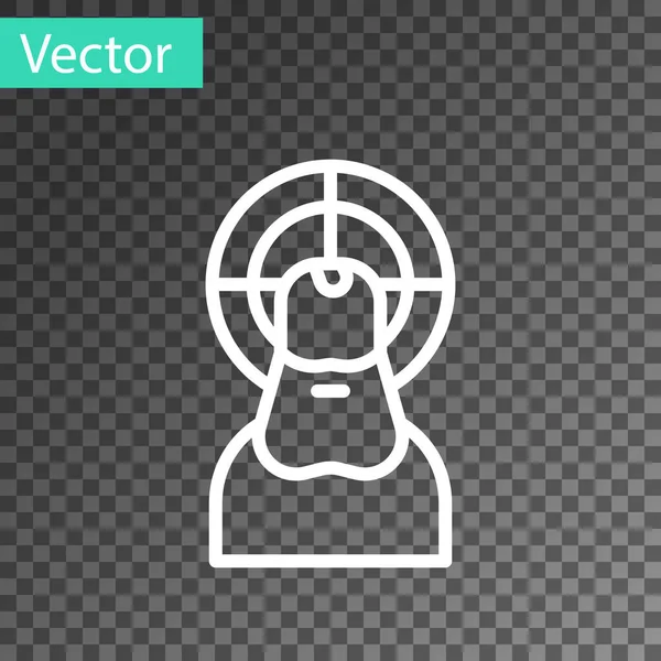 Línea Blanca Icono Jesucristo Aislado Sobre Fondo Transparente Ilustración Vectorial — Vector de stock