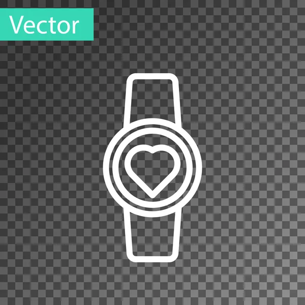 Relógio Inteligente Linha Branca Mostrando Ícone Frequência Cardíaca Isolada Fundo — Vetor de Stock