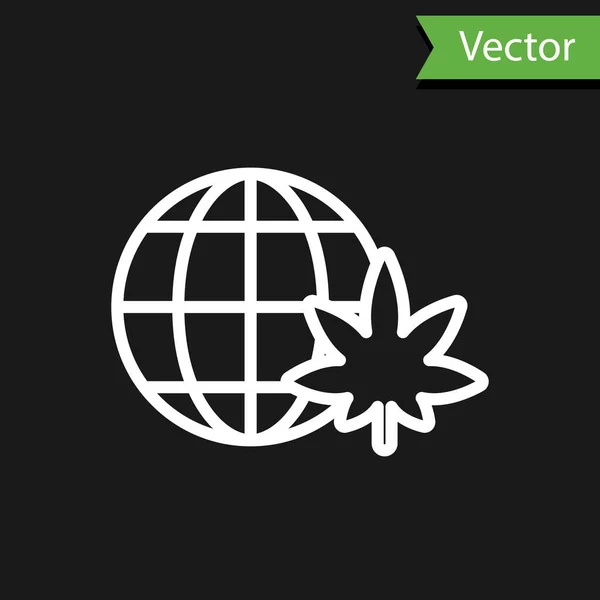Ligne Blanche Légalisez Icône Symbole Globe Marijuana Cannabis Isolée Sur — Image vectorielle