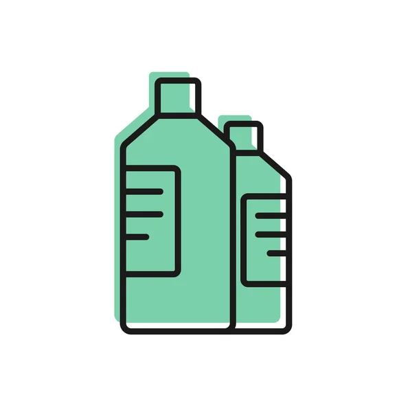 黒いライン洗濯洗剤 漂白剤 食器洗浄液 または白い背景に隔離された別の洗浄剤アイコンのためのプラスチックボトル ベクターイラスト — ストックベクタ