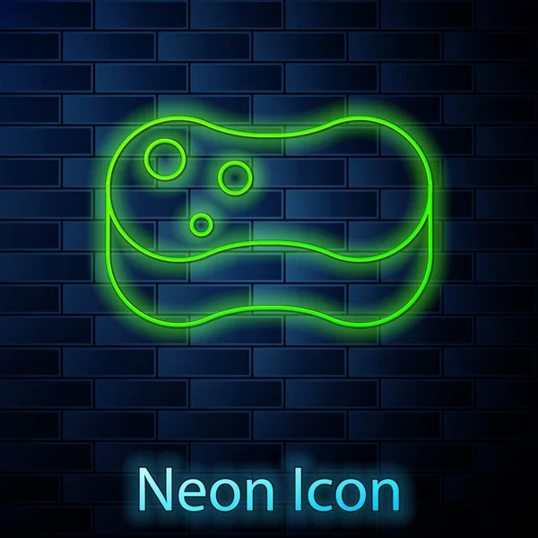 Zářící Neonová Čára Ikona Houby Izolovaná Pozadí Cihlové Stěny Chomáč — Stockový vektor