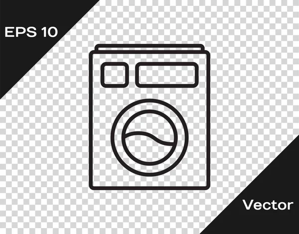 Schwarze Linie Unterlegscheibe Symbol Isoliert Auf Transparentem Hintergrund Waschmaschinensymbol Waschmaschine — Stockvektor