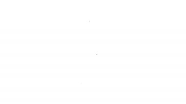 Siyah çizgi kamp ikonu beyaz arka planda izole edilmiş. Haşlama ya da güveç besin sembolü. 4K Video hareketli grafik canlandırması