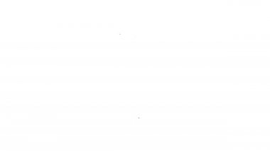 Siyah çizgi kamp gaz ocağı ikonu beyaz arka planda izole edilmiş. Taşınabilir gaz ocağı. Yürüyüş, kamp malzemeleri. 4K Video hareketli grafik canlandırması