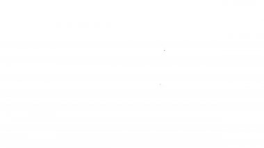 Siyah çizgi karabina simgesi beyaz arkaplanda izole edildi. Olağanüstü bir spor. Spor malzemeleri. 4K Video hareketli grafik canlandırması