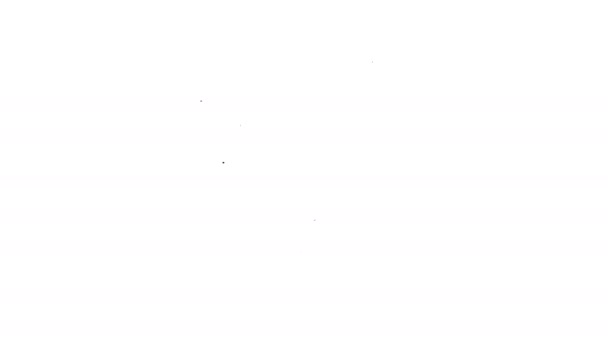 Μαύρο ημερολόγιο γραμμής με εικονίδιο δέντρου απομονωμένο σε λευκό φόντο. Σύμβολο υπενθύμισης γεγονότων. Καλά Χριστούγεννα και Καλή Χρονιά. 4K Γραφική κίνηση κίνησης βίντεο — Αρχείο Βίντεο