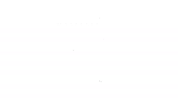Черная линия Медицинская бутылка с марихуаной или иконой листьев конопли изолированы на белом фоне. Изображение экстрактов масла конопли в банках. Видеографическая анимация 4K — стоковое видео