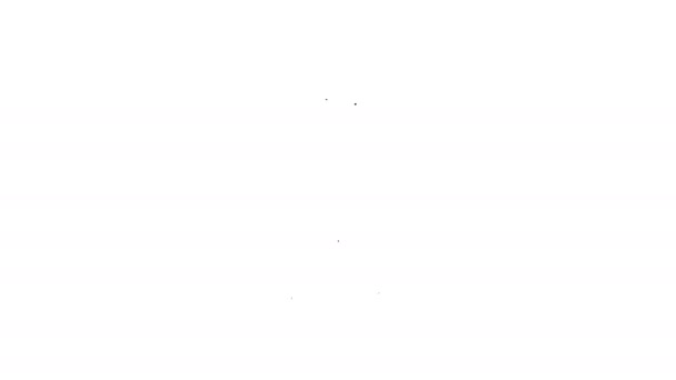 Черная линия Компьютерный монитор и медицинская марихуана или марихуана лист значок изолированы на белом фоне. Онлайн покупка. Корзина супермаркета. Видеографическая анимация 4K — стоковое видео