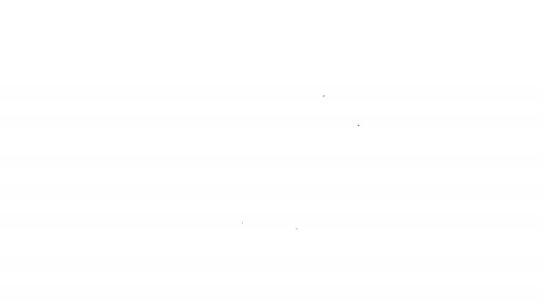 Linha preta Laptop and medicinal marijuana or cannabis leaf icon isolated on white background. Símbolo de compra online. Cesta de supermercado. Animação gráfica em movimento de vídeo 4K — Vídeo de Stock