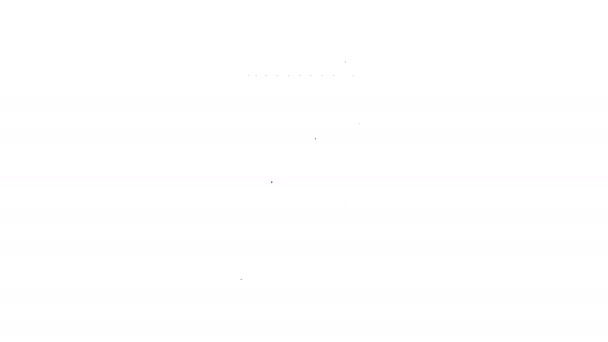 Czarna linia Butelka medyczna z marihuaną lub ikoną liści marihuany odizolowana na białym tle. Makijaż ekstraktów z oleju konopnego w słoikach. 4K Animacja graficzna ruchu wideo — Wideo stockowe