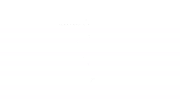 Línea negra Botella médica con marihuana o icono de hoja de cannabis aislado sobre fondo blanco. Simulación de extractos de aceite de cannabis en frascos. Animación gráfica de vídeo 4K — Vídeo de stock