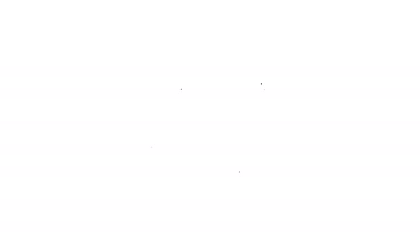 Linea nera Icona medica di marijuana o foglie di cannabis isolata su sfondo bianco. Simbolo di canapa. Animazione grafica 4K Video motion — Video Stock