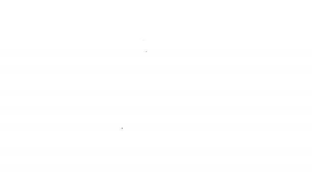 Linha preta Garrafa líquida de lavagem de pratos e ícone de placa isolado no fundo branco. Detergente líquido para lavar pratos. Animação gráfica em movimento de vídeo 4K — Vídeo de Stock